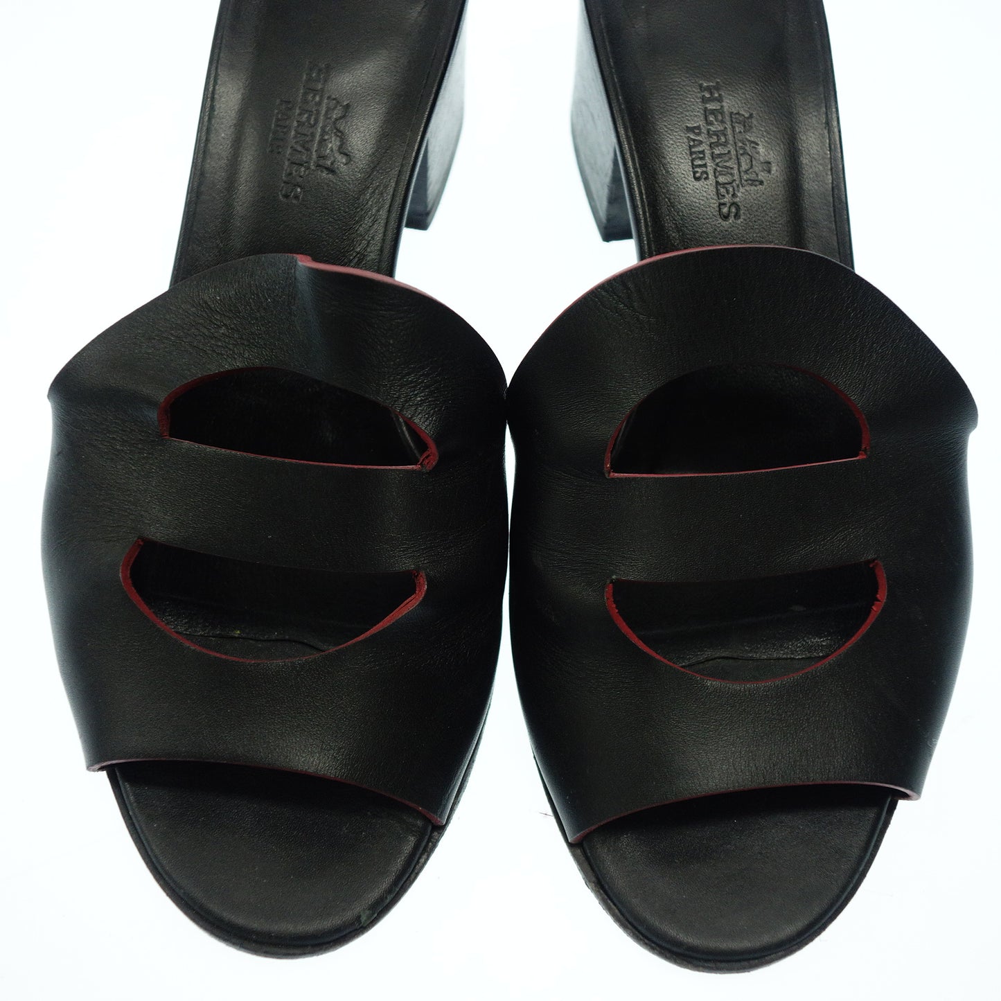 中古◆エルメス レザーサンダル モナ シェーヌダンクル レディース 36(約23cm相当) 黒 HERMES【AFC48】