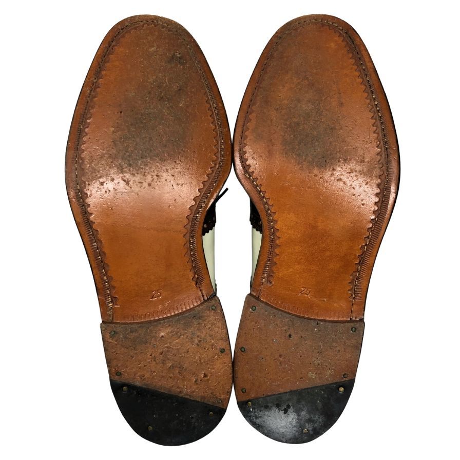 メンズビギ レザーシューズ サイズ25 ブラウン×ホワイト系 MEN’S BIGI 約25.0cm【AFD15】