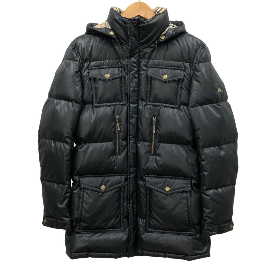 美品◆バーバリー ブラックレーベル ダウンジャケット BMP70-534-09 ノバチェック ブラック サイズL メンズ BURBERRY BLACK LABEL 【AFA2】