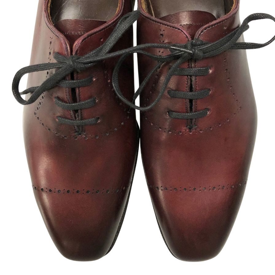 グレンソン レザーシューズ クォーターブローグ 内羽根 英国製 バーガンディ メンズ サイズ5.5E GRENSON ビジネスシューズ 約24.0cm【LA】【中古】