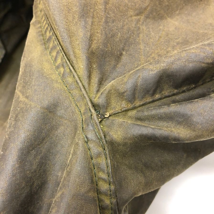 中古■バブアー ボーダー 2ワラント オイルドジャケット YKKジップ メンズ サイズC36 カーキ barbour 【AFA3】