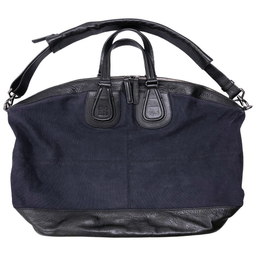 ジバンシー 2WAY ハンドバッグ ナイチンゲール キャンバス レザー コットン ネイビー ブラック GIVENCHY【AFE12】