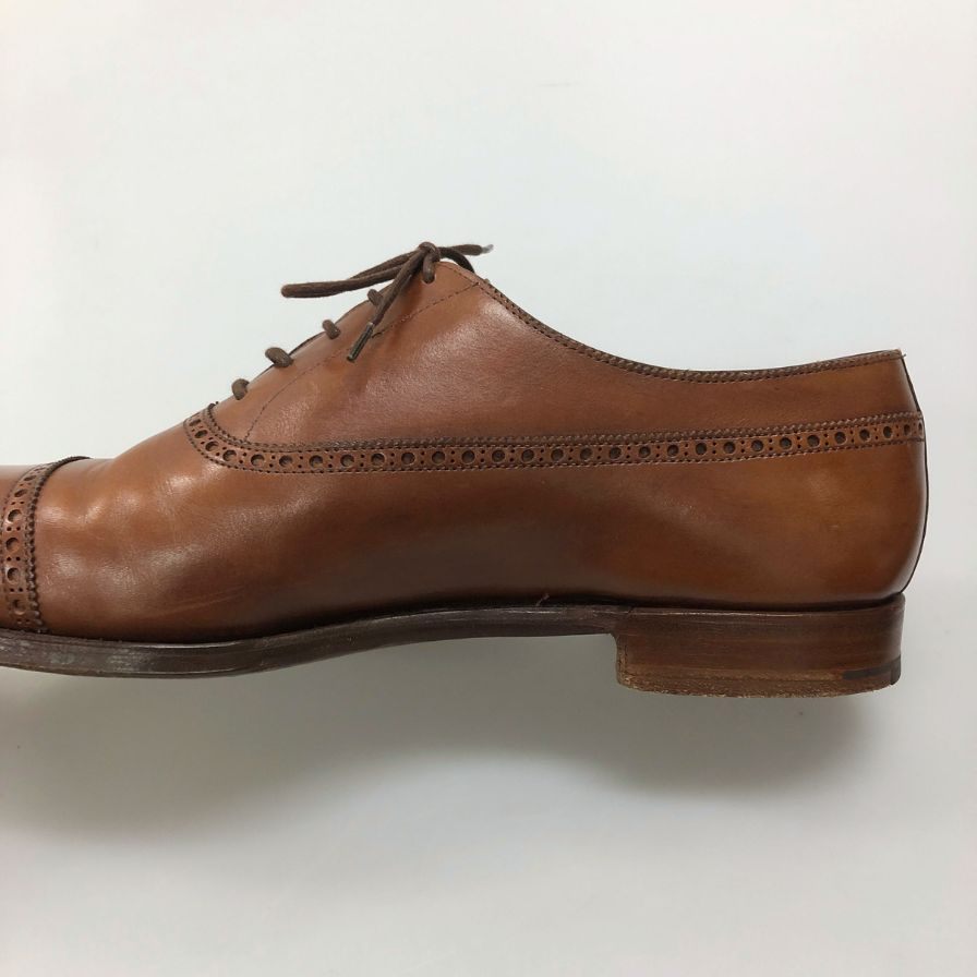 ジョージクレバリー レザーシューズ パンチドキャップトゥ 5066 サイズ9E ブラウン GEORGE CLEVERLEY 約27.5cm【AFC30】