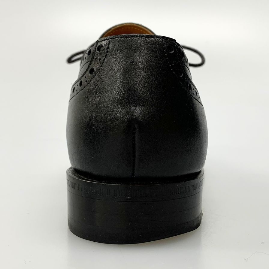 三陽山長 レザシューズ パンチド メダリオン ブラック メンズ サイズ6.5 右足のみ 約25.5cm【AFC44-2】