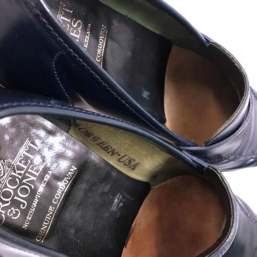クロケット&ジョーンズ ローファー ロムジー コードバン ネイビー メンズ 9E 375ラスト CROCKETT & JONES ROMSEY ローファー 約27.5cm【LA】【中古】