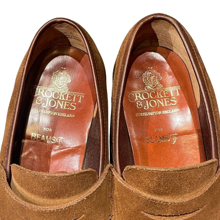 クロケット&ジョーンズ ローファー カムデン ビームスF別注 スエード ダークブラウン メンズサイズUK5.5E CROCKETT&JONES CAMDEN ローファー 約24.0cm【LA】【中古】