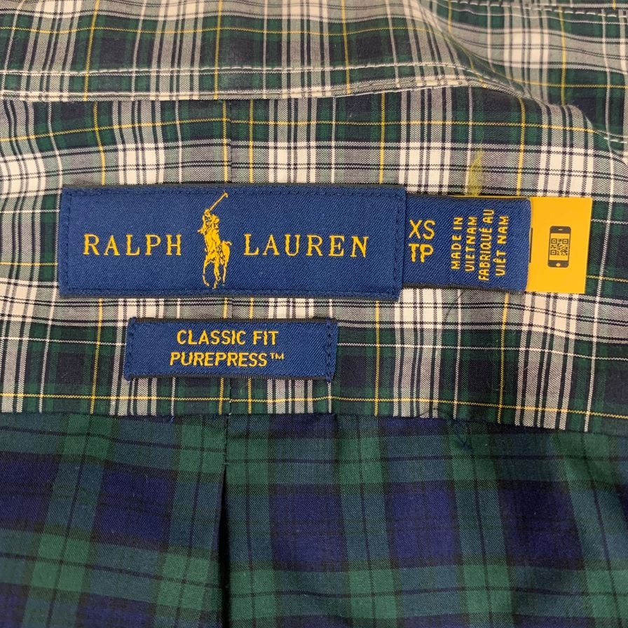 美品◆ラルフローレン ボタンダウンシャツ チェック メンズ サイズXS Ralph Lauren 【AFB40】