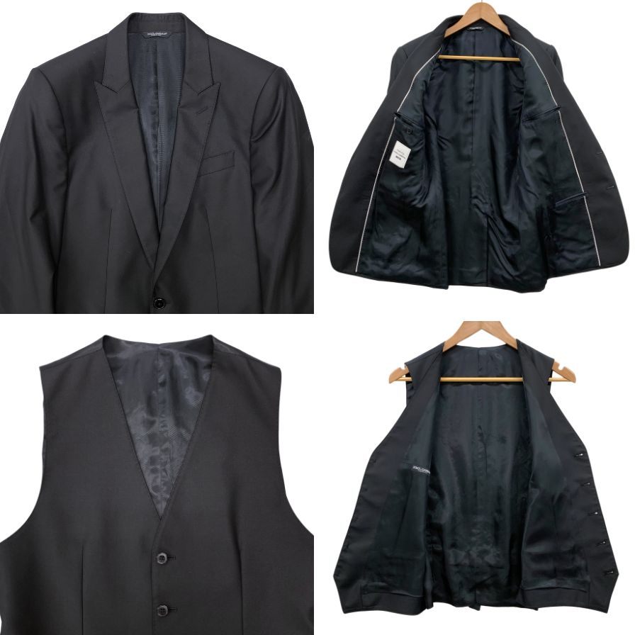 ドルチェ&ガッバーナ マルティーニ 3Pスーツ ウール シルク混 メンズ サイズ46 ブラック DOLCE&GABBANA MARTINI【AFA10】