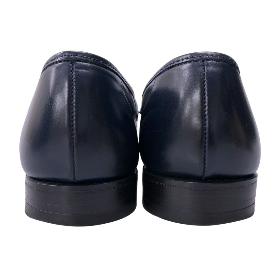 クロケット&ジョーンズ ローファー ロムジー コードバン ネイビー メンズ 9E 375ラスト CROCKETT & JONES ROMSEY ローファー 約27.5cm【LA】【中古】