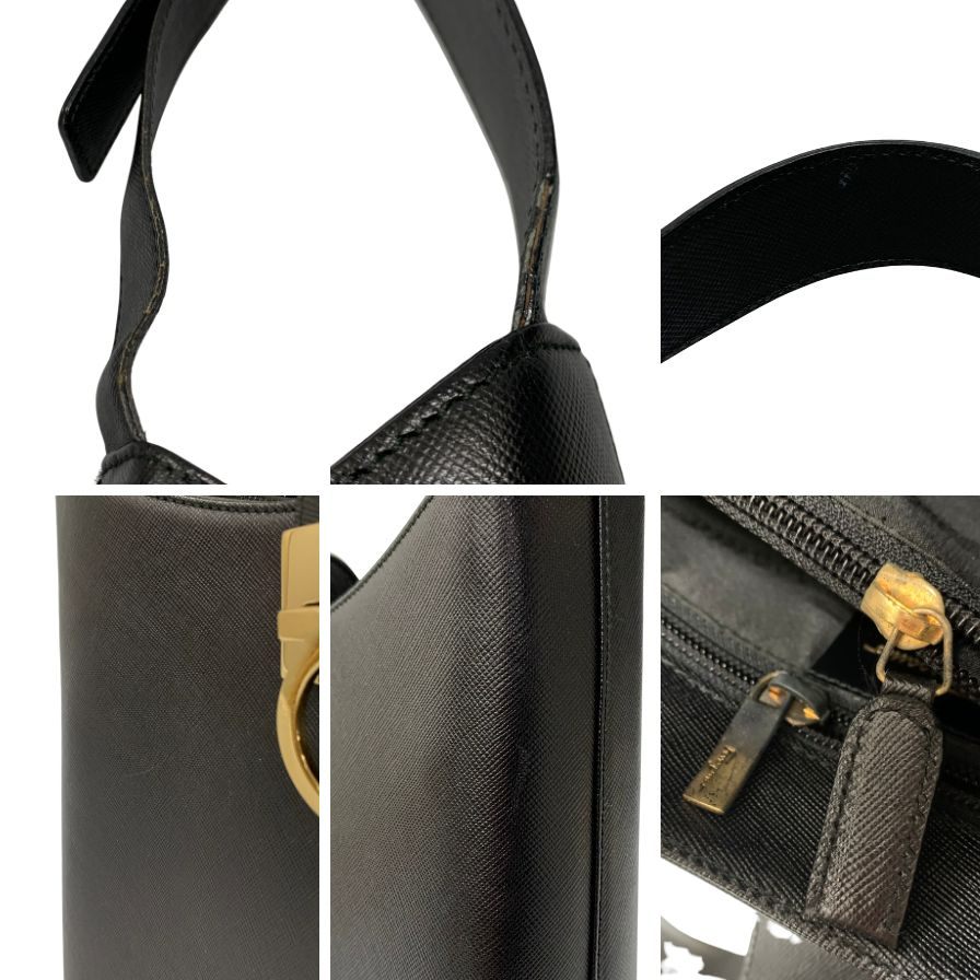 サルヴァトーレ フェラガモ ショルダーバッグ ガンチーニ 金具 レザー AQ21-8662 ブラック ゴールド Salvatore Ferragamo【AFE12】