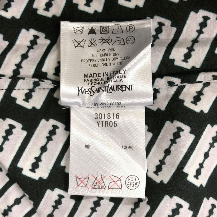 極美品◆イヴサンローラン 長袖シャツ 総柄 メンズ サイズ38 301816 Yves Saint Laurent 【AFB37】
