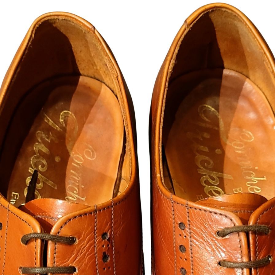 トリッカーズ レザーシューズ 筆記体ロゴ セミブローグ ブラウン メンズ サイズUK9 Tricker’s 約27.0cm【LA】【中古】