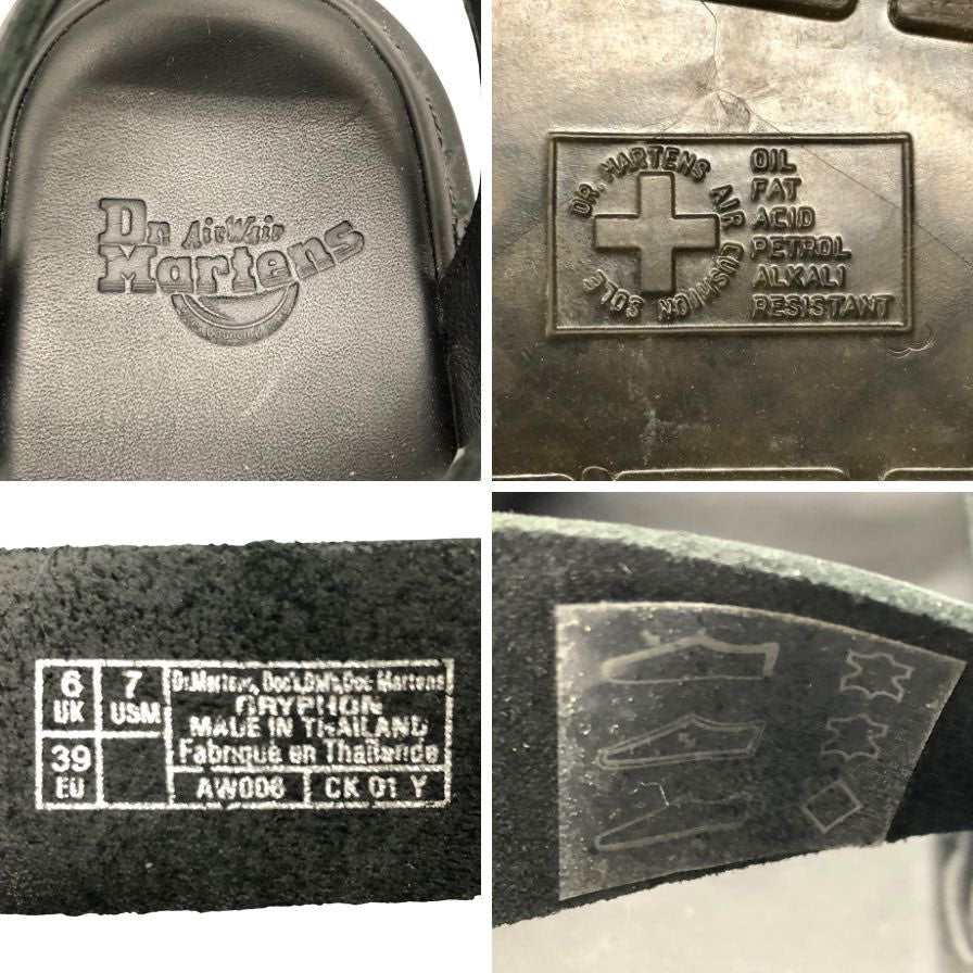 ドクターマーチン レザーサンダル グリフォン ブラック UK6 メンズ Dr.Martens GRYPHON 約24.5cm【AFC47】