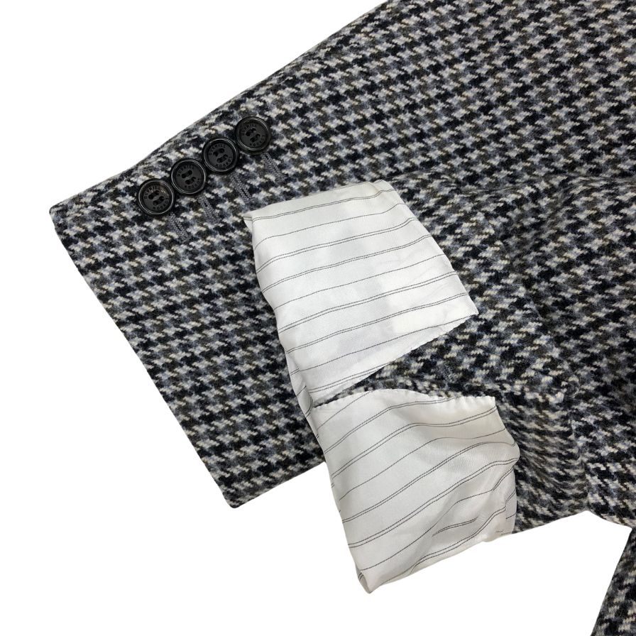 極美品◆ダンヒル ロンドン メンズ チェスターコート ウール100% イタリア製 グレー チェック サイズ52 dunhill london 【AFB42】