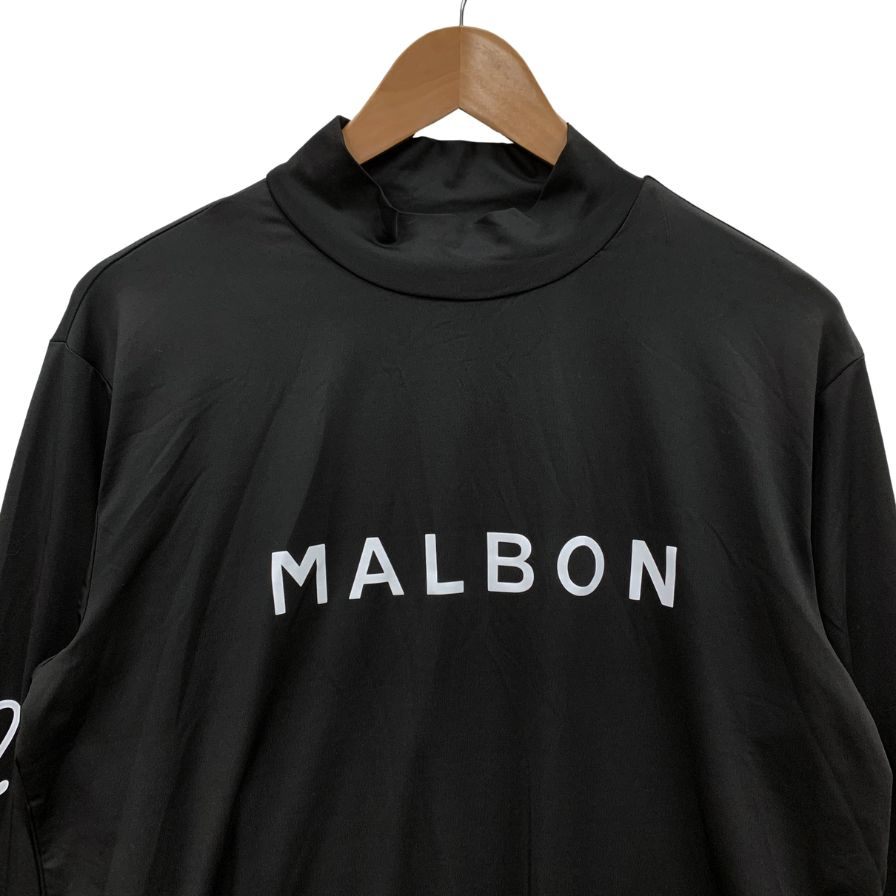 美品◆マルボン ハイネックシャツ メンズ ポリエステル ポリウレタン サイズL ブラック MALBON 【AFB49】