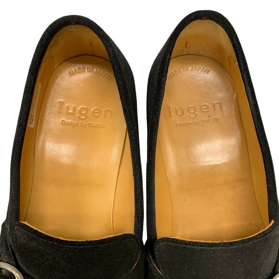 イウゲン レザーシューズ IG203 シングルモンク ローファー スエード ブラック メンズ サイズ7 Iugen 約25.5cm【AFD15】
