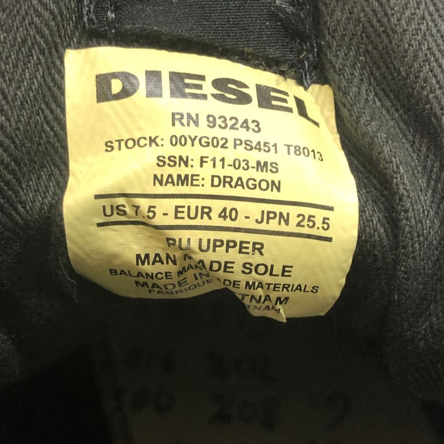 ディーゼル ハイカットスニーカー レザー スタッズ メンズ グレー サイズ25.5cm DIESEL 約25.5cm【AFC40】