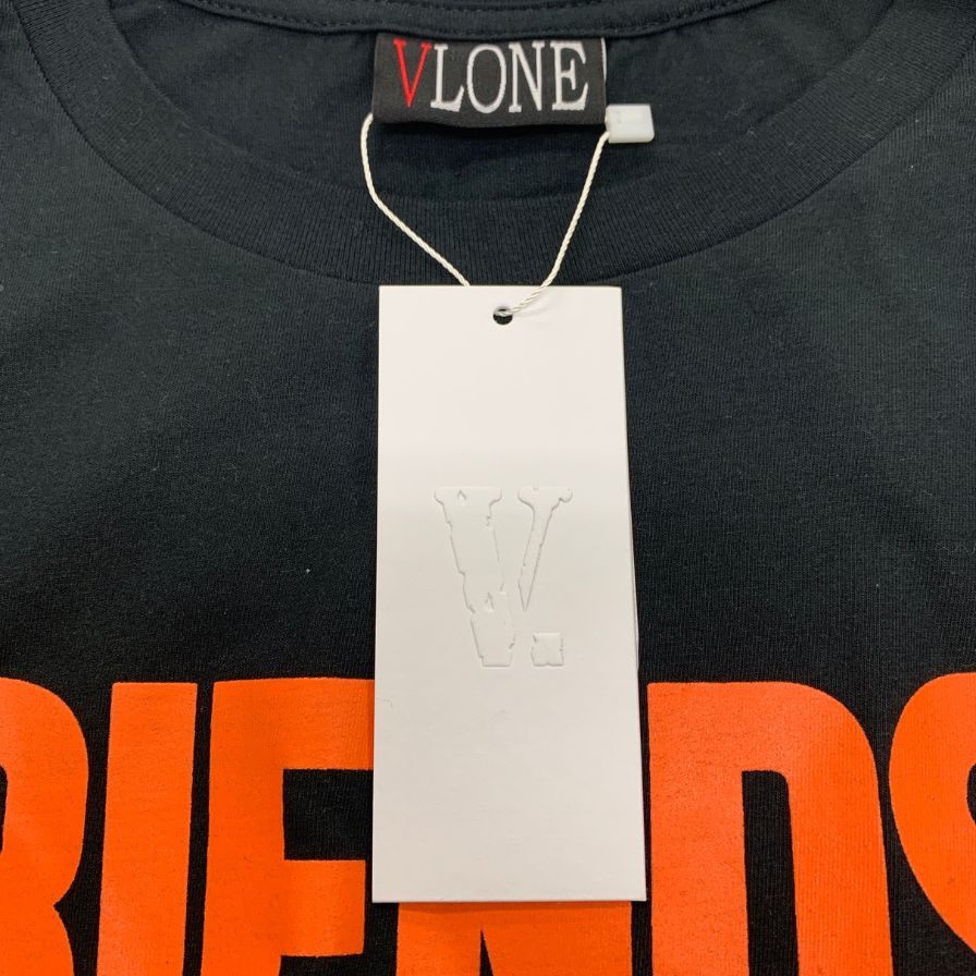 新品同様◆ヴィーロン ロンT 長袖 プリント ロゴ フレンズ ブラック オレンジ メンズ サイズXL VLONE FRIENDS 【AFB9】