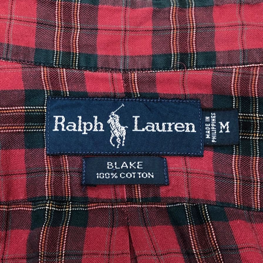 美品◆ラルフローレン 90S チェックシャツ ヴィンテージ レッド系 メンズ サイズM RALPH LAUREN 【AFB50】