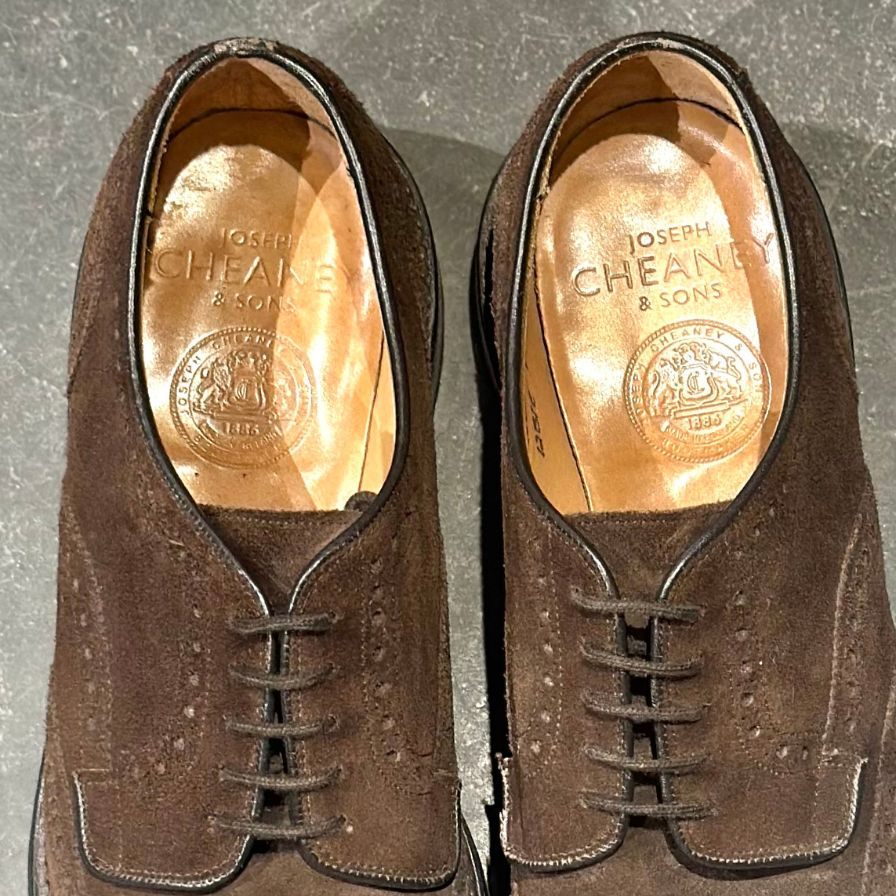 ジョセフ チーニー レザーシューズ ハブロック ウイングチップ スエード ダークブラウン サイズUK7.5 JOSEPH CHEANEY ビジネスシューズ 約26.0cm【LA】【中古】