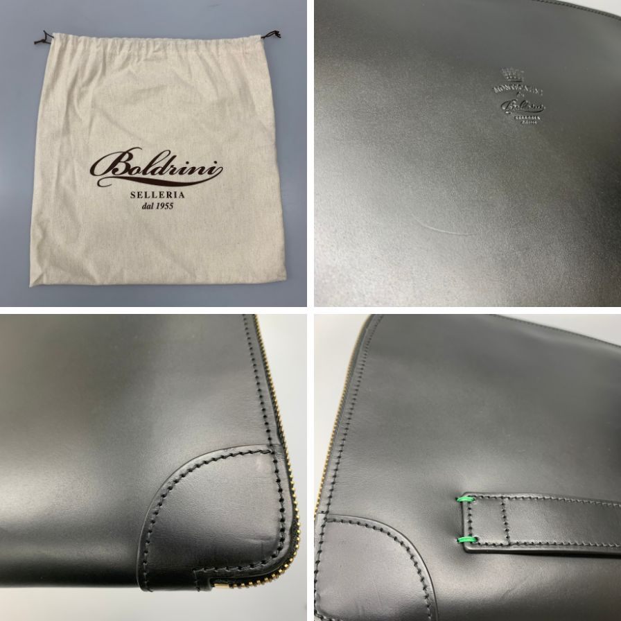ブリオーニ クラッチバッグ レザー セカンド 鞄 手持ち ブラック グリーン Brioni【AFE10】