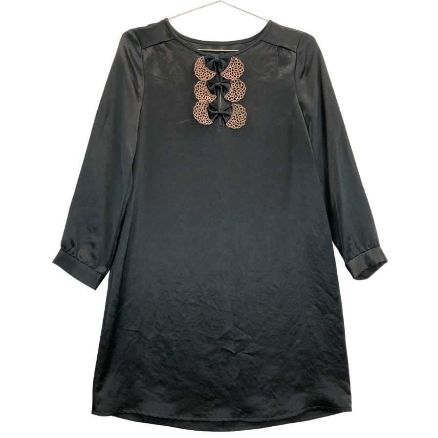 新品同様◆マークバイマークジェイコブス 長袖ワンピース ブラック リボンあしらい レディース サイズ0 MARC BY MARC JACOBS 【AFB32】