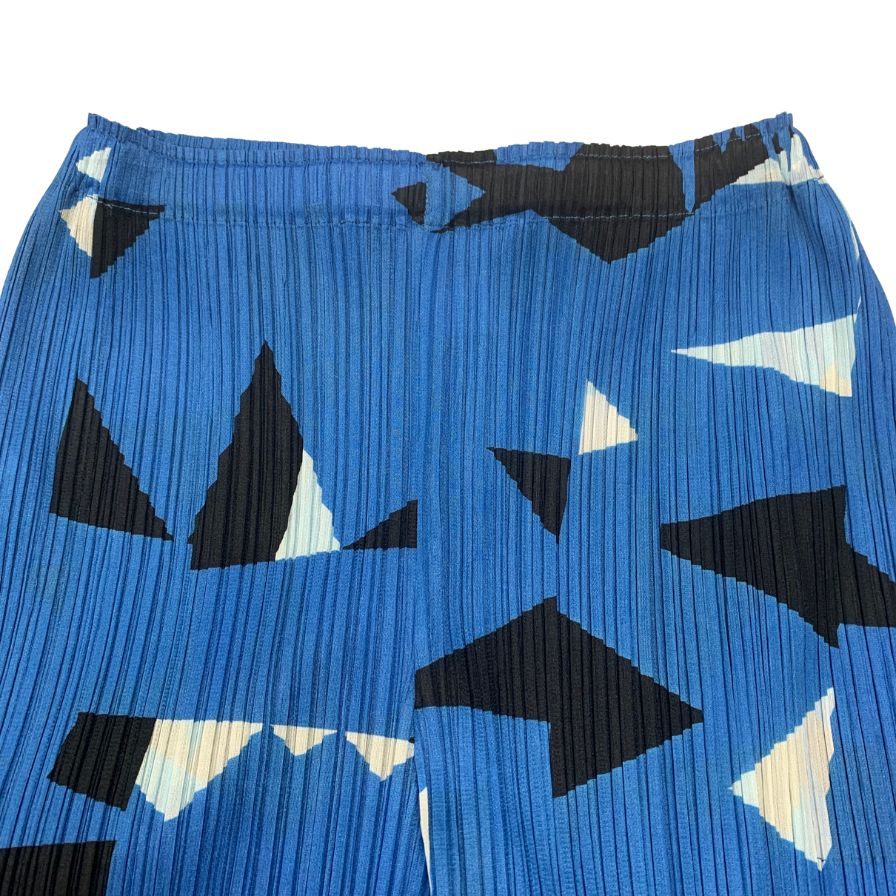 美品◆プリーツプリーズ イッセイミヤケ パンツ ブルー系 PP41-JF724 ポリエステル サイズ4 レディース PLEATS PLEASE ISSEY MIYAKE 【AFB46】