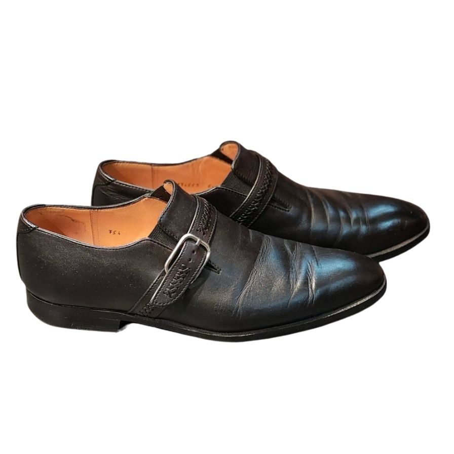 タニノクリスチー レザーシューズ シングルモンク サイドエラ メンズ 6.5 黒 TANINO CRISCI 約25.0cm【LA】【中古】