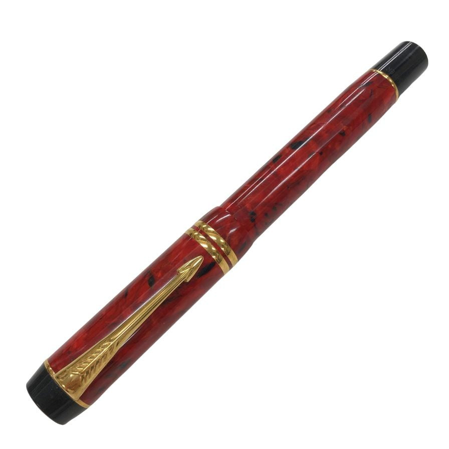パーカー 万年筆 デュオフォールド インターナショナル キャップ式 マーブルレッド ペン先18K ユニセックス PARKER DUOFOLD【AFI9】