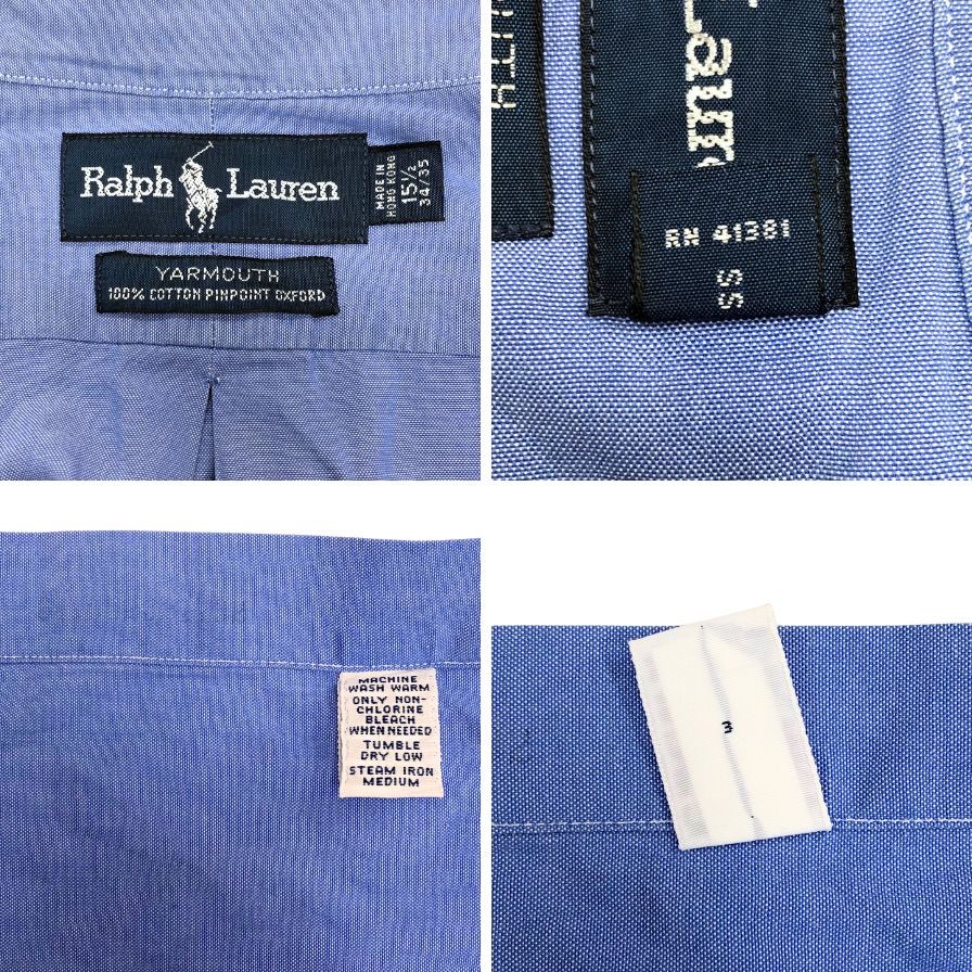 美品◆ラルフローレン 90S ボタンダウンシャツ ブルー メンズ サイズ15.5 RALPH LAUREN 【AFB42】