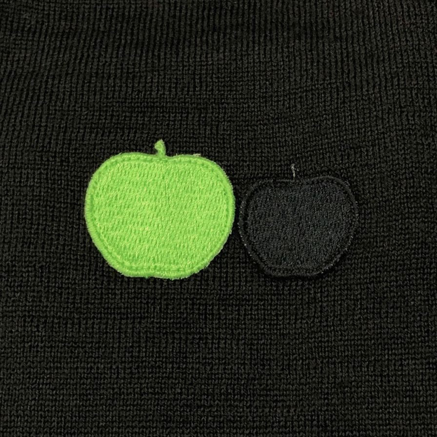 中古■コムデギャルソン ザ ビートルズ トップス ニット アップル刺繍 AD2015 ユニセックス サイズL ブラック COMME des GARCONS 【AFB38】