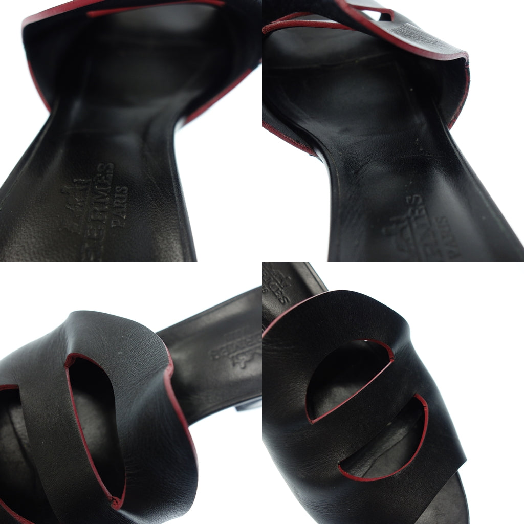 中古◆エルメス レザーサンダル モナ シェーヌダンクル レディース 36(約23cm相当) 黒 HERMES【AFC48】