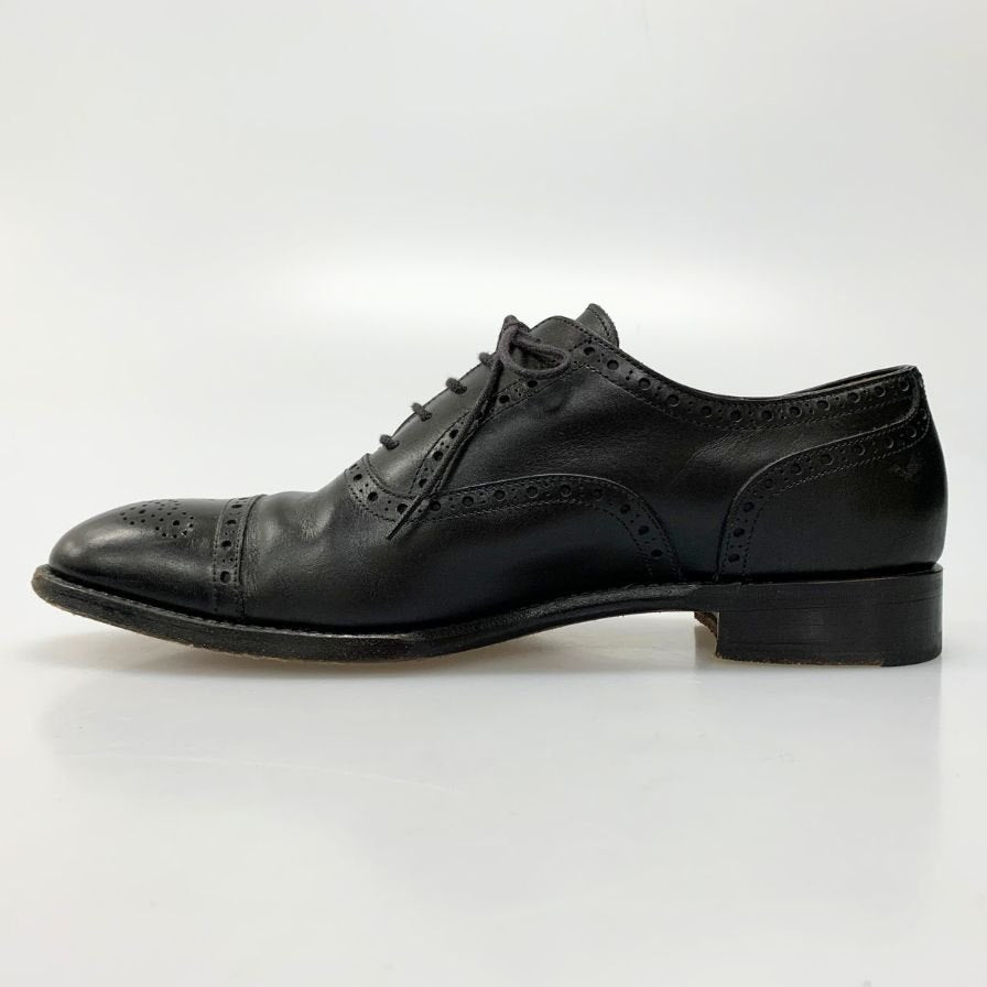 三陽山長 レザシューズ パンチド メダリオン ブラック メンズ サイズ6.5 右足のみ 約25.5cm【AFC44-2】