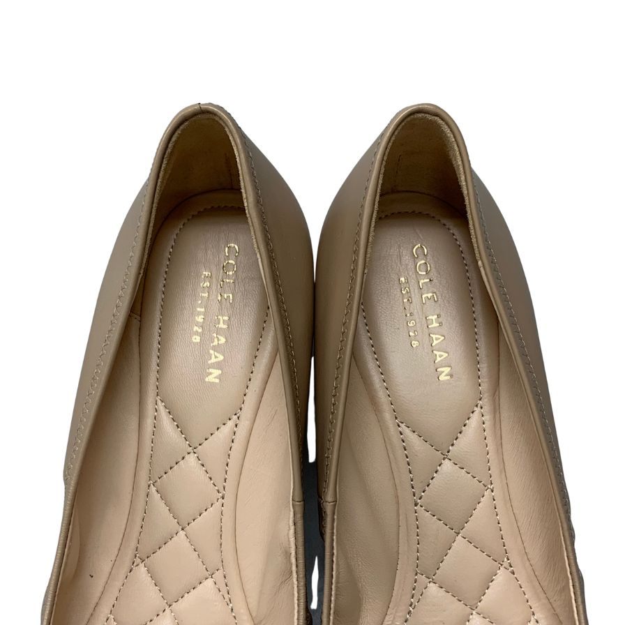 未使用◆コールハーン パンプス タリ グランド ボウ ウェッジ40 W03007 レザー ベージュ レディース サイズ7B COLE HAAN TALI GRAND LAC WEG40【AFD14】