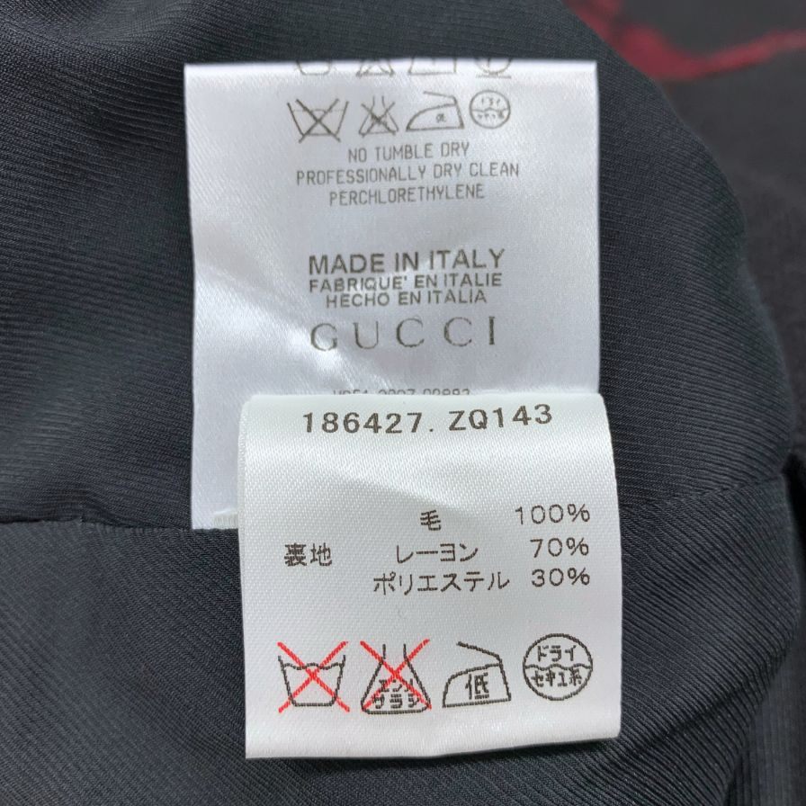 グッチ スカート ウール ツイード チェック 切替 2007 フレア レッド ブラック レディース サイズ42 GUCCI【AFB49】