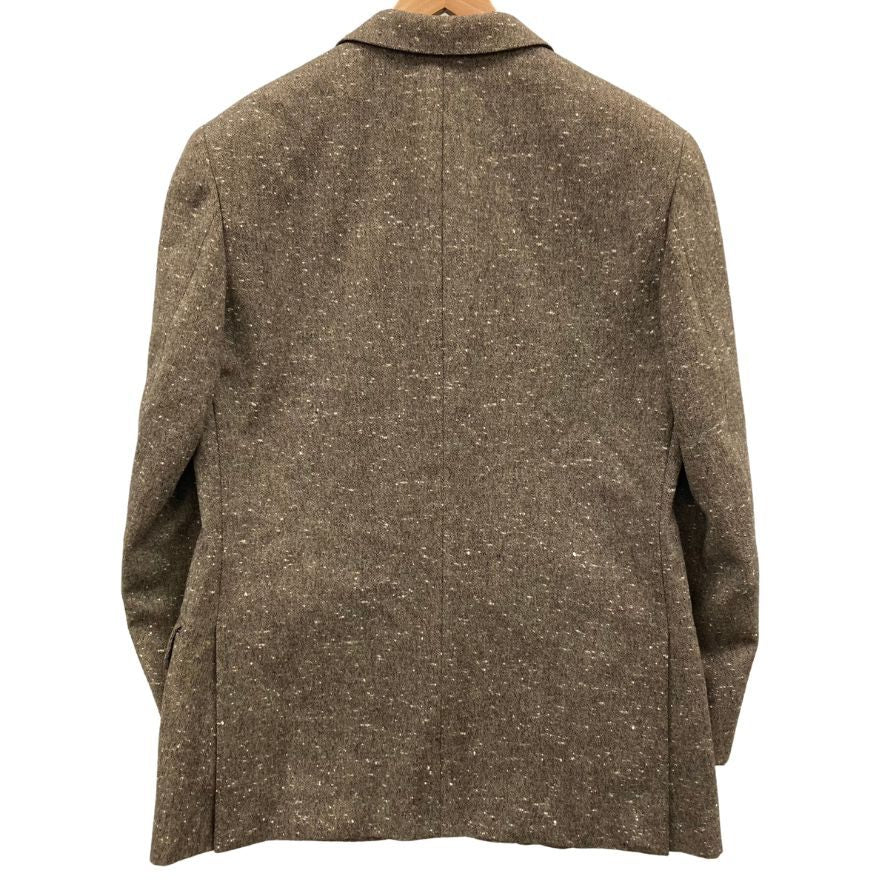 美品◆エルメス ツイードジャケット G9176 ウール カシミア ポリエステル ブラウン系 サイズ50 メンズ HERMES 【AFB36】