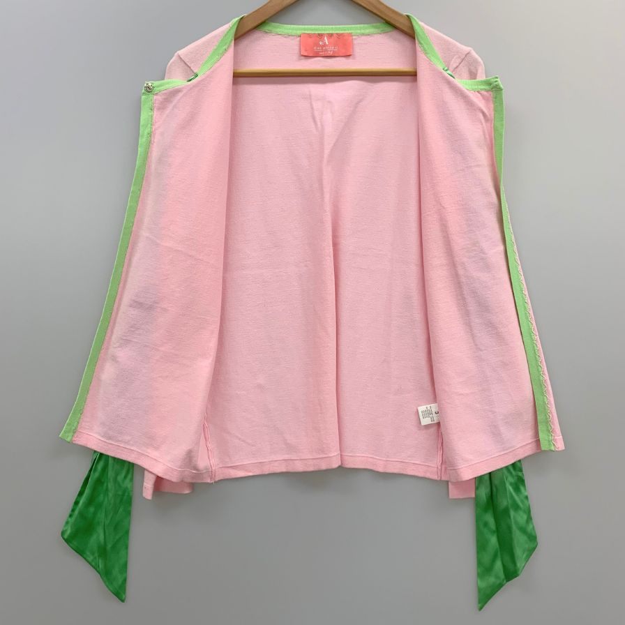 美品◆デュ アマンティ リボントップス ジャケット イタリア製 レディース サイズ3 ピンク due amanti 【AFB40】