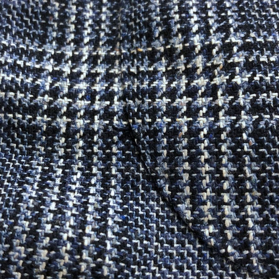 ボリオリ メンズ 3B テーラードジャケット 段返り チェック シルク ウール サイズ46 ブルー BOGLIOLI【LA】