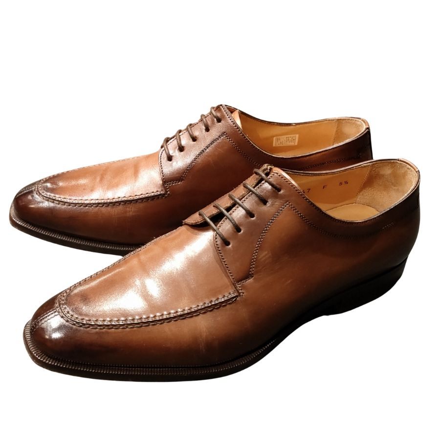 サントーニ レザーシューズ Uチップ ブラウン メンズ サイズUK5.5 Santoni ビジネスシューズ 約24.0cm【LA】【中古】