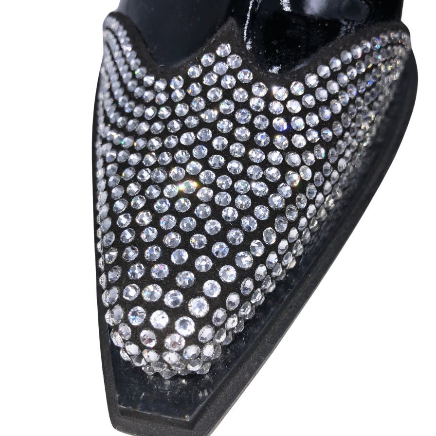 アレクサンドル ボーティエ ヒールブーツ パテントレザー ラインストーン ブラック レディース サイズ36 Alexandre Vauthier 約22.5cm【AFC47】