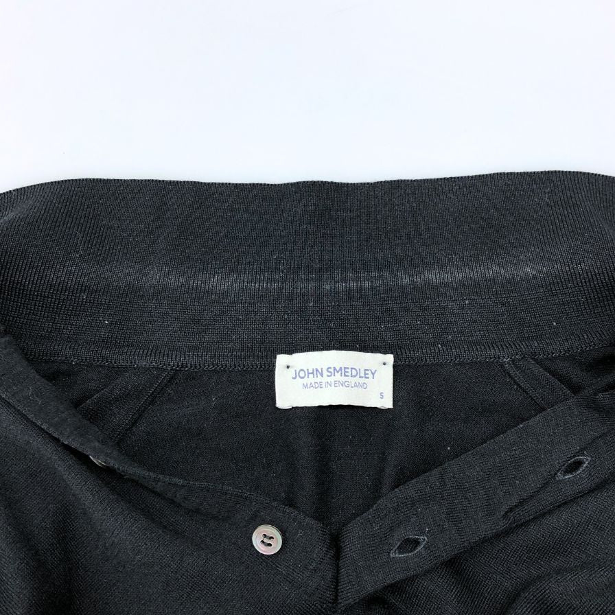美品◆ジョンスメドレー ポロシャツ 長袖 毛 リブ メンズ サイズS ブラック JohnSmedley 【AFB13】