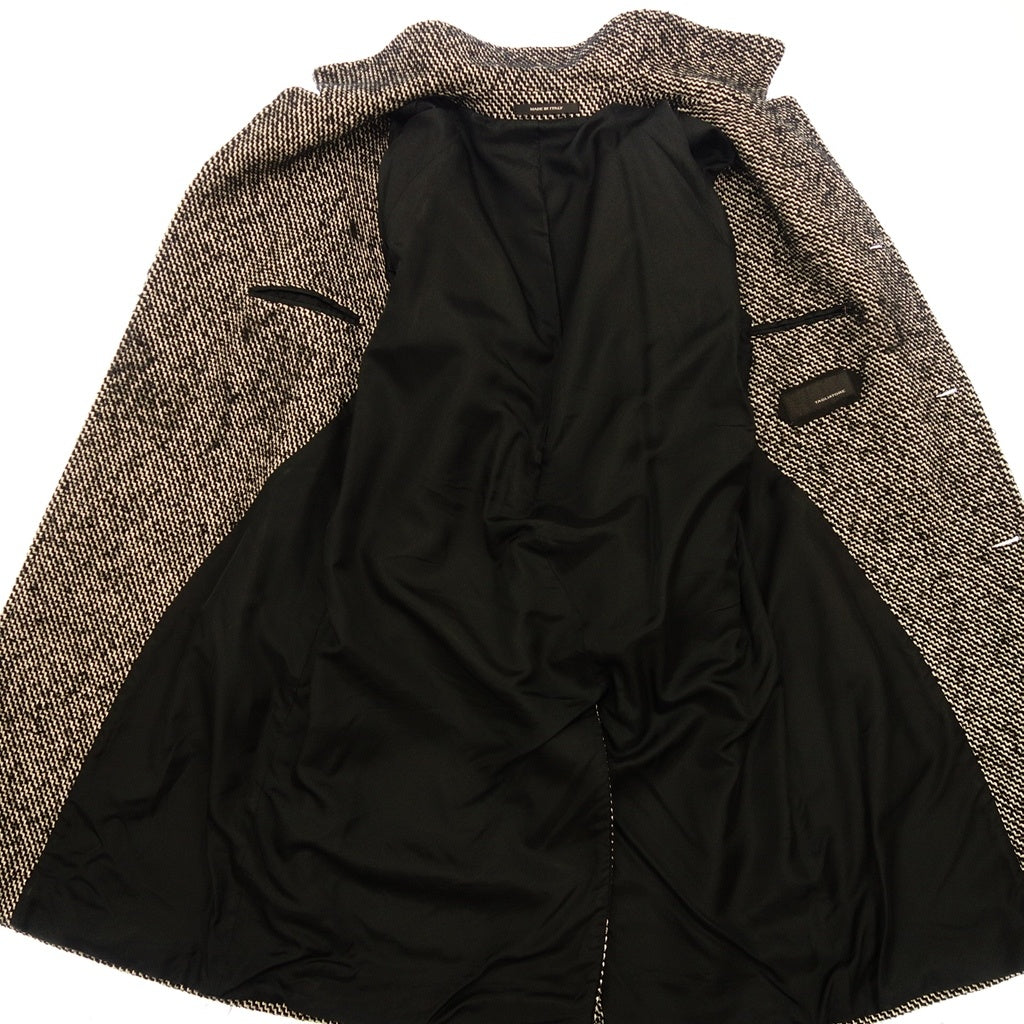 美品◆タリアトーレ ステンカラーコート ツイード メンズ サイズ48 グレー系 TAGLIATORE【AFA4】