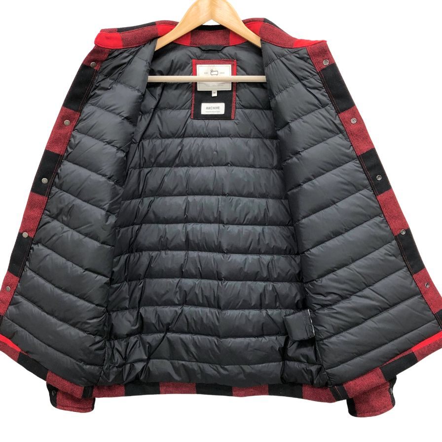 美品◆ウールリッチ ダウンシャツ ブロックチェック レッド サイズM メンズ WOOLRICH 【AFB52】