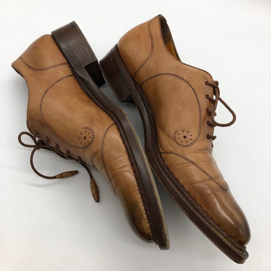 サントーニ ウイングチップ 6389 カーフ グッドイヤーアルタッコ製法 ライトブラウン サイズUK5.5 メンズ Santoni 約24.5cm【AFC46】