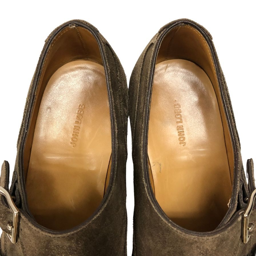 ジョンロブ エンバー ダブルモンク スエード 7000ラスト ブラウン メンズ サイズ6E John Lobb ビジネスシューズ 約24.5cm【LA】【中古】