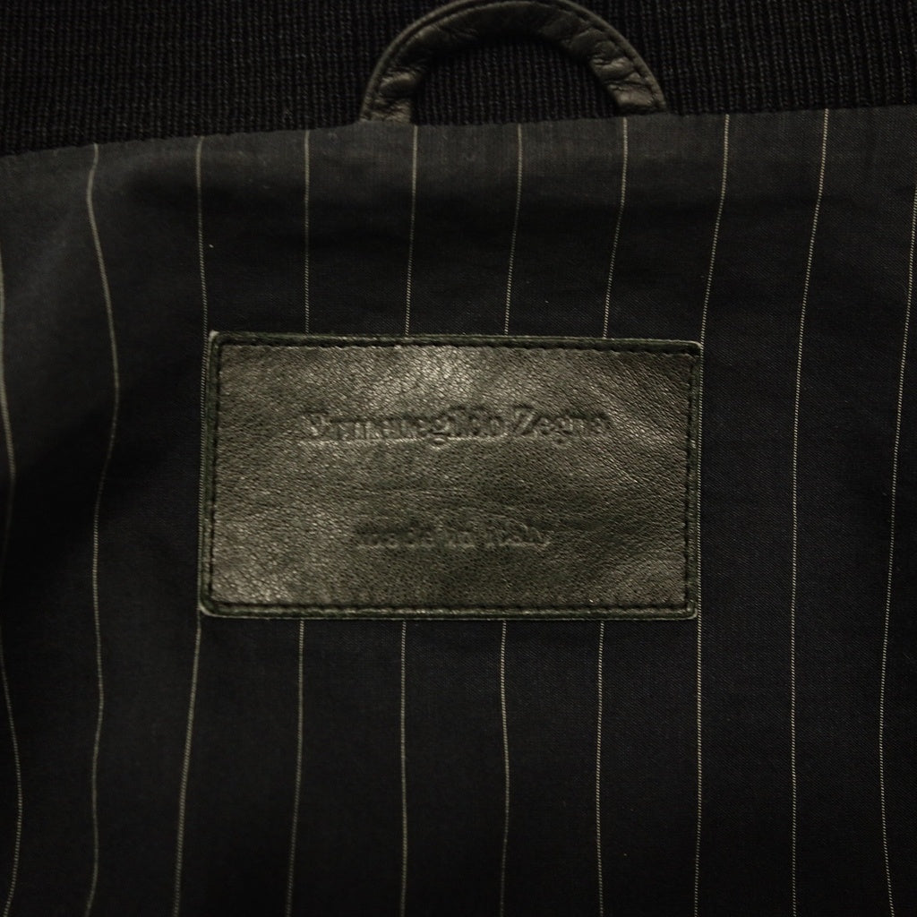 中古◆エルメネジルド ゼニア エレメンツ ハーフコート メンズ サイズ54 ネイビー&ブラック Ermenegildo Zegna ELEMENTS【AFB28】