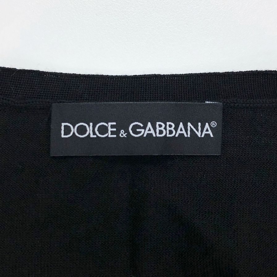 極美品◆ドルチェ&ガッバーナ ウエスト変則ベルト カーディガン レディース サイズ42 ブラック DOLCE&GABBANA 【AFB25】