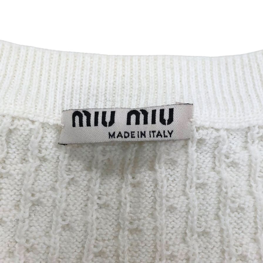 極美品◆ミュウミュウ カーディガン コットン100% レディース サイズ42 ホワイト miumiu 【AFB44】