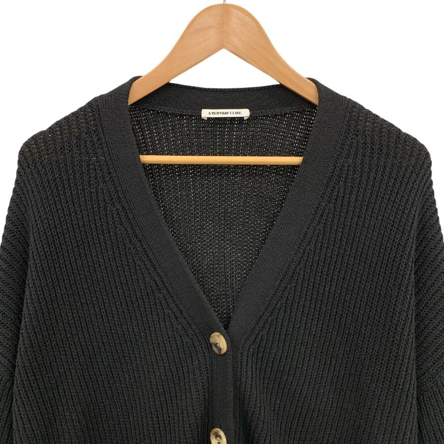 中古◆エブリデイアイライク カーディガン シルク混 Vネック ブラック レディース サイズ表記なし everyday i like 【AFB27】
