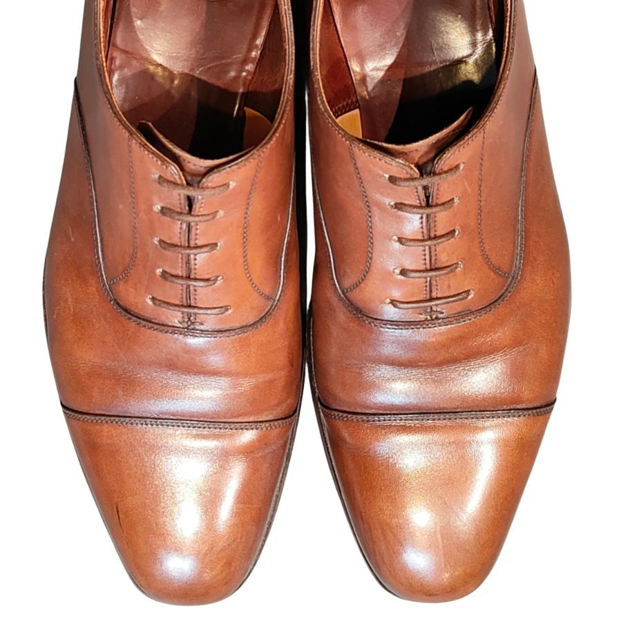 クロケット&ジョーンズ オードリー3 レザーシューズ ストレートチップ サイズUK8.5E メンズ ブラウン CROCKETT&JONES AUDLEY3 ビジネスシューズ 約26.5cm【LA】【中古】